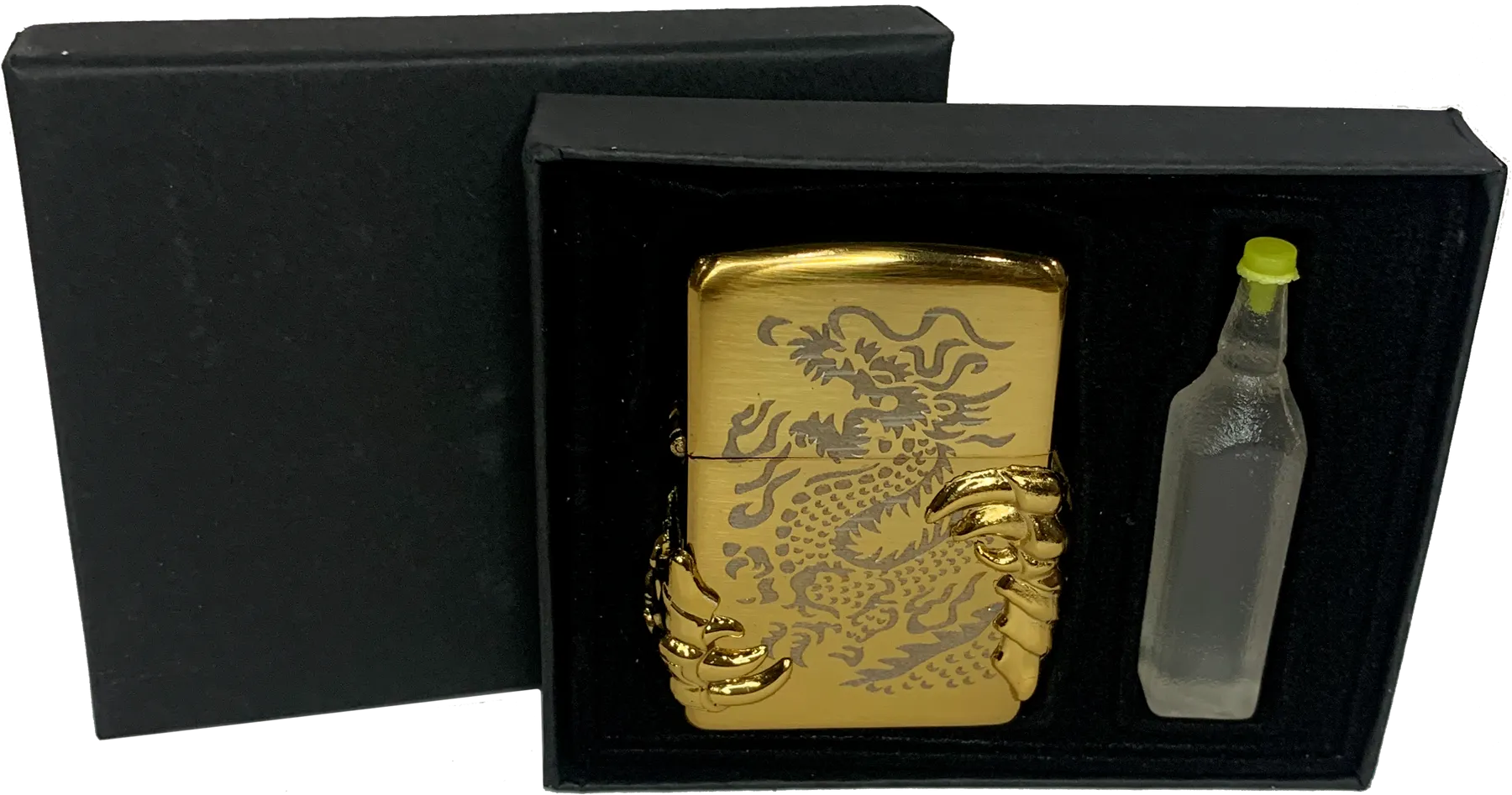 Зажигалка Когти дракона бензиновая в подарочной коробке и баллончик бензина