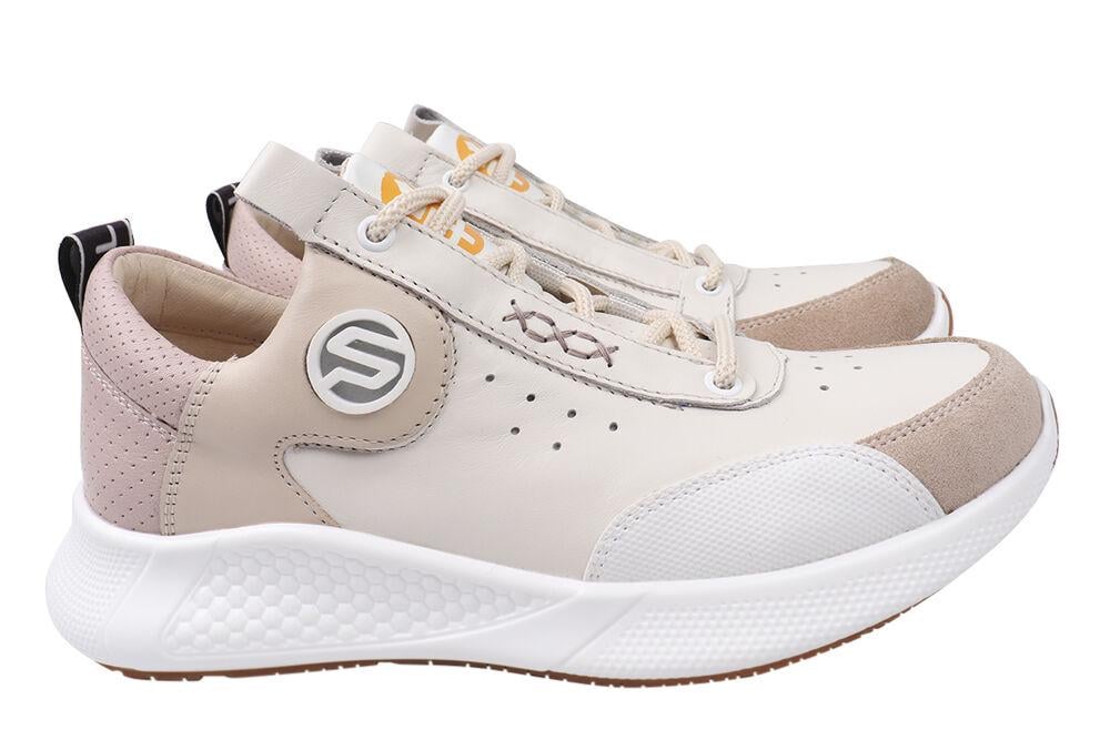 Кроссовки женские Carlo Pachini из кожи на низком ходу на шнуровке р. 38 Бежевый (82-21DTS)