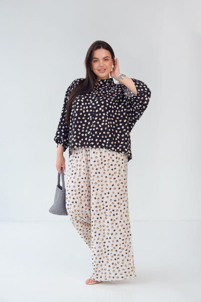 Рубашка хлопковая женская широкого покроя р. 60-62 Черный (14-5228 34) - фото 6