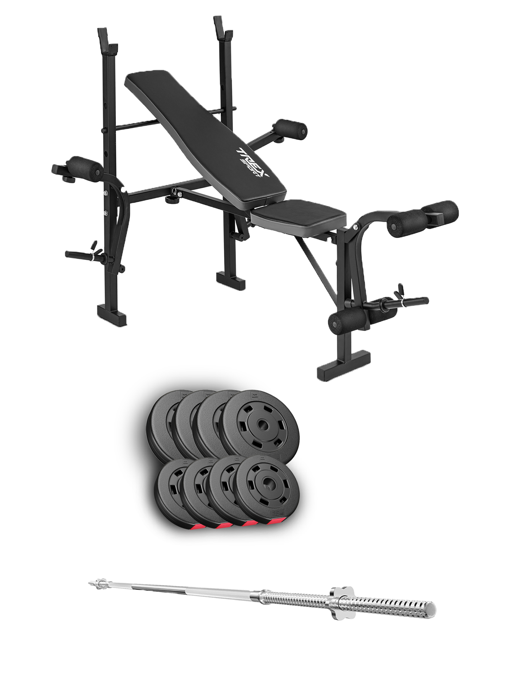 Набір Hop-Sport Premium 39 кг з лавою TX-055 та штангою