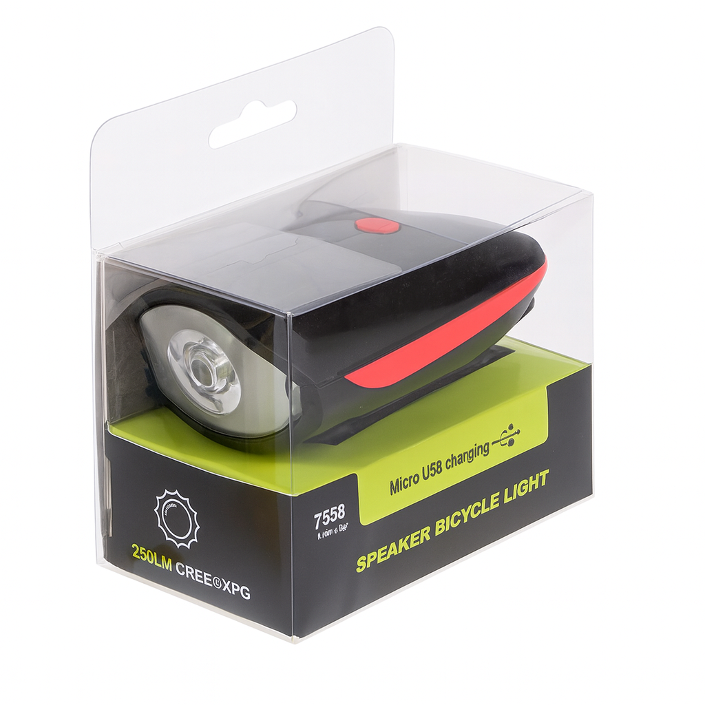 Фонарик велосипедный Stenson VL97756 USB с сигналом на руль 10х6х5,5 см Черный с красным (28746056)