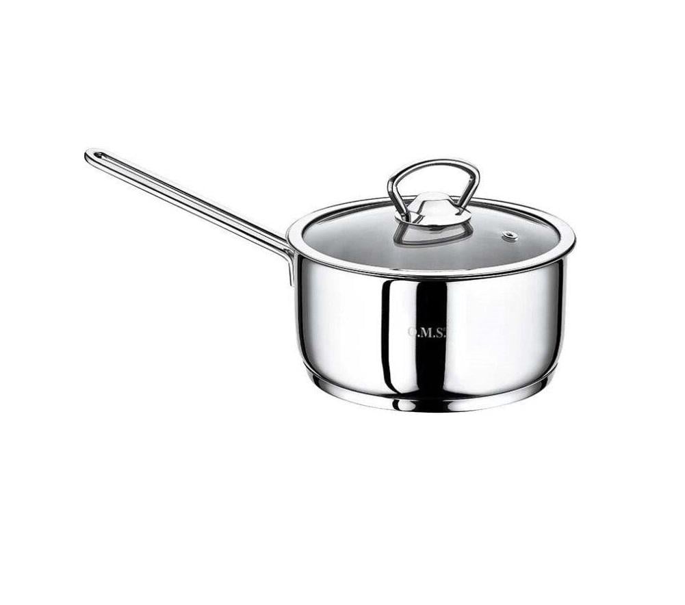 Ковш OMS со стеклянной крышкой нержавеющая сталь 0,5 л 12 см