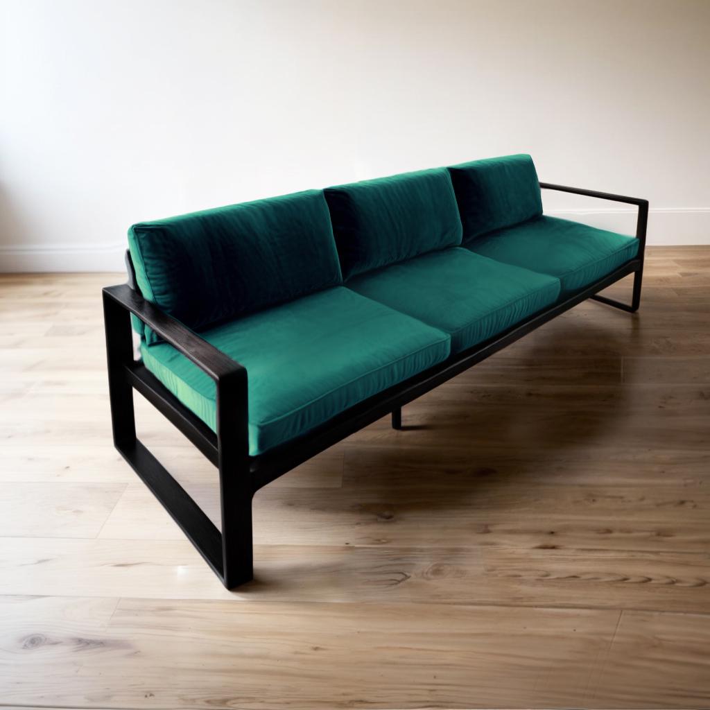 Диван металлический Tobi Sho Лофт Стейт DV1 с подлокотниками и мягкими подушками 750х2100х700 мм велюр 13/Морская волна - фото 2 Диван металлический Tobi Sho Лофт Стейт DV1 с подлокотниками и мягкими подушками 750х2100х700 мм велюр 13/Морская волна - фото 2