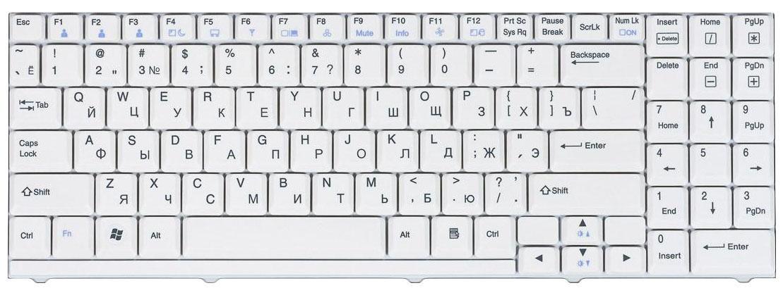 Клавиатура для ноутбука LG R500 White Frame White