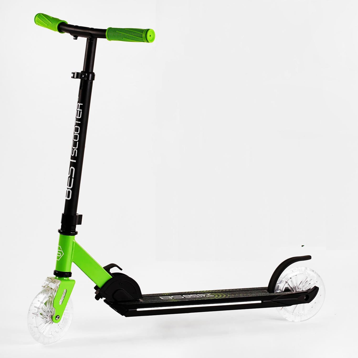 Самокат двухколесный Best Scooter колеса PU складной с подсветкой Green/Black (116777)