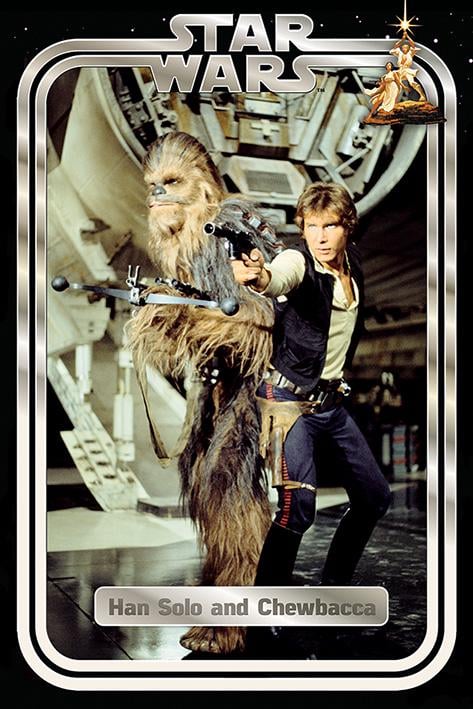 Постер плакат Звёздные Войны Хан и Чуи Ретро/Star Wars Classic Han and Chewie Retro 61x91,5 см