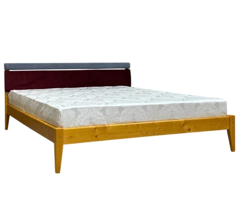 Кровать двухспальная деревянная Скіф Л-258 Стим-26+лагуна-29 с мягким изголовьем 180х190 см Янтарный (28517672)