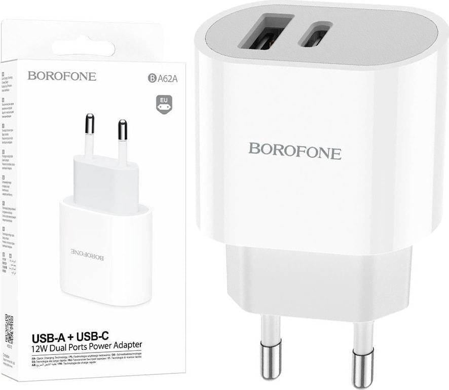 Устройство зарядное Borofone BA62A 2,4A PD 12W USB/Type C White (36728)