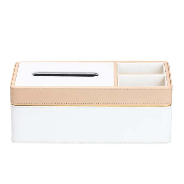 Серветниця-органайзер з еко-шкіри для дому та кафе 3 відділення Білий/Бежевий