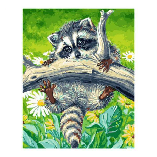Набор для росписи по номерам Strateg Маленький енотик 40х50 см (VA-2600-mt)
