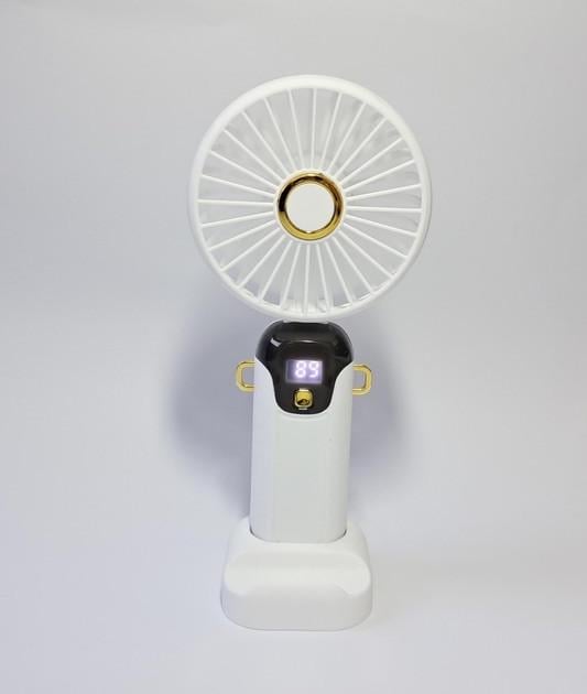 Вентилятор ручний на акумуляторі з ручкою міні вітродуйка 500 mAh 2 Вт/70 мм Білий (JX-995)