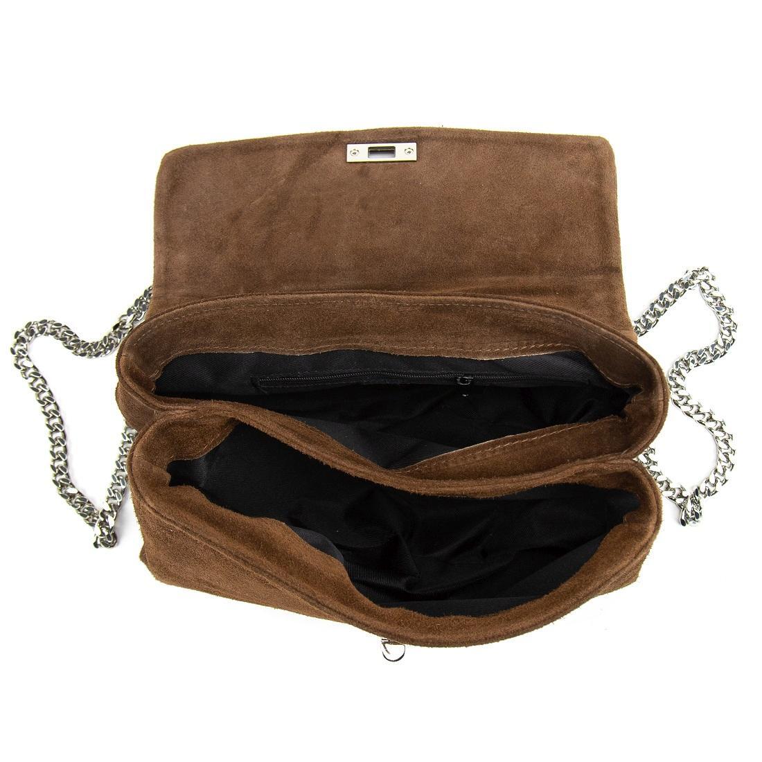 Женская сумка кросс-боди Royal Bag F-IT-8545DB замшевая на цепочке Коричневый (8086) - фото 2 Женская сумка кросс-боди Royal Bag F-IT-8545DB замшевая на цепочке Коричневый (8086) - фото 2