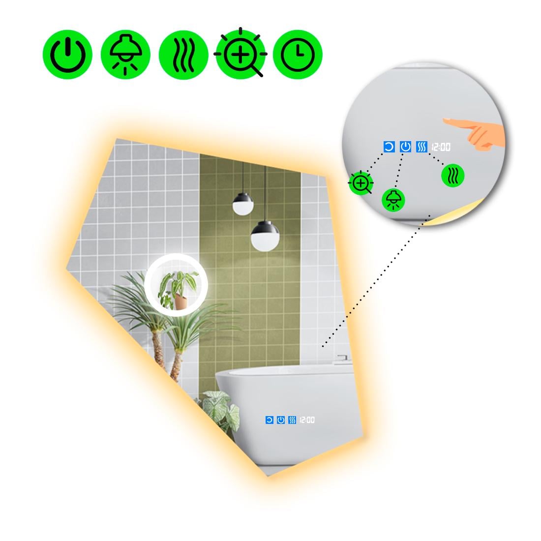 Зеркало с LED подсветкой Modulo 2 с тремя сенсорами 100x85 см (8737988)