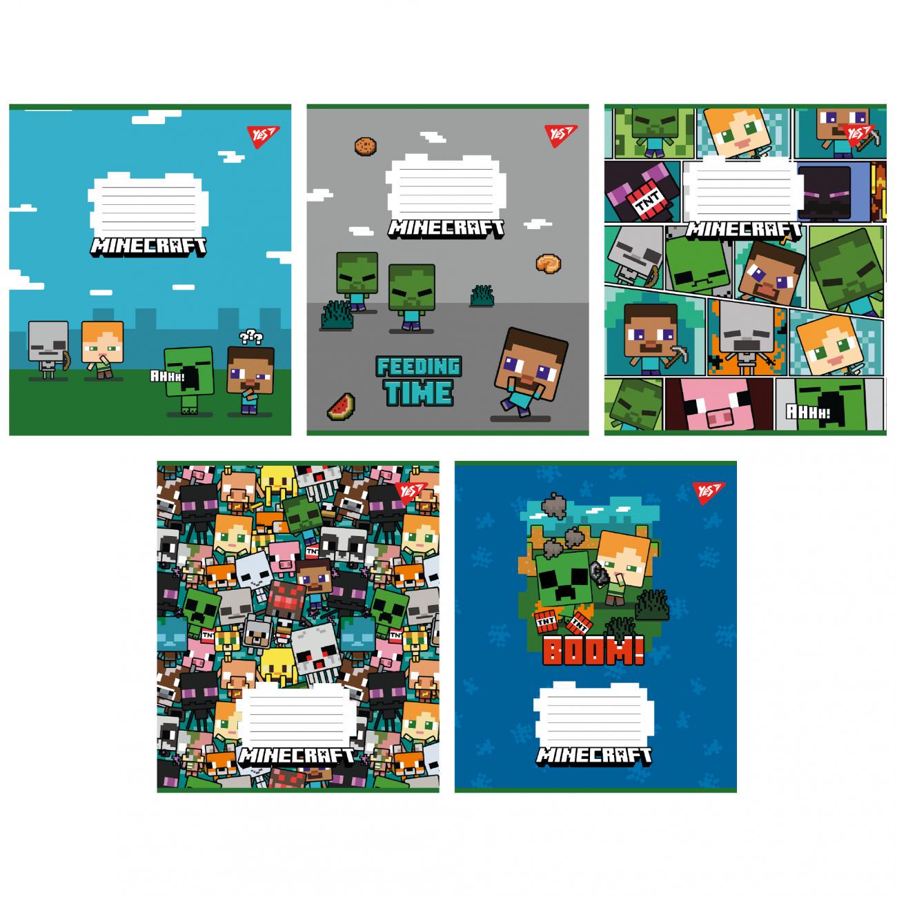 Зошити учнівські у лінійку YES Minecraft 12 арк. 25 шт. в уп. 766950 (MTT-182813)
