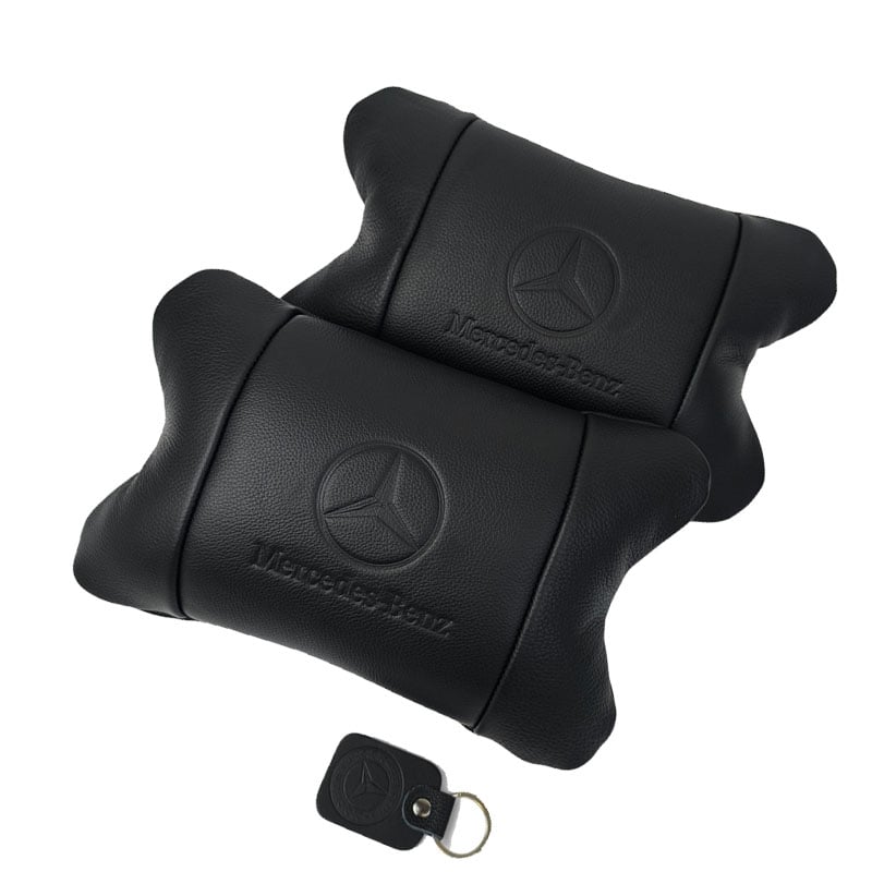 Подушка автомобильная Mercedes 7495 на подголовник кожа 2шт. Black (36226887)