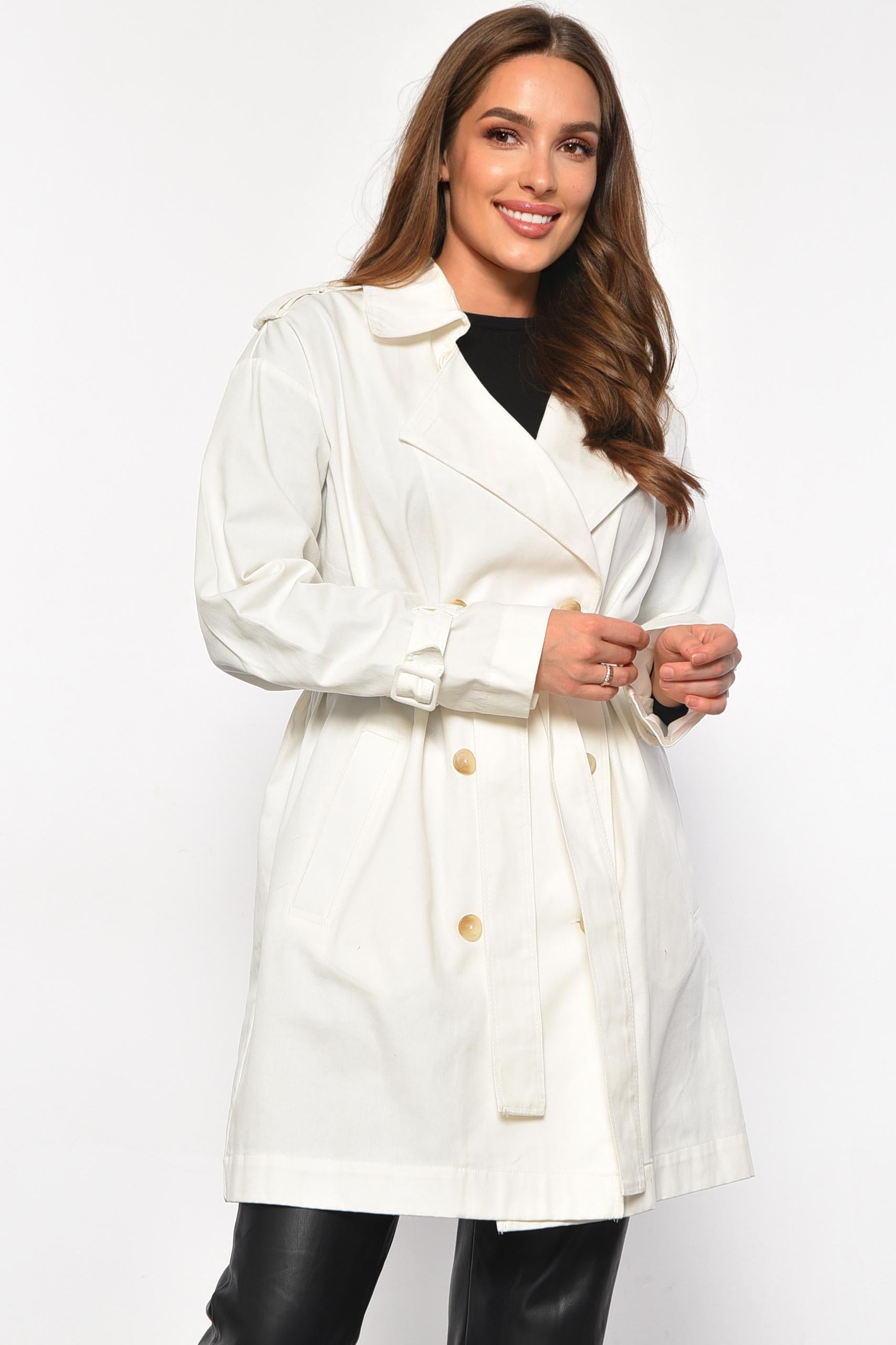 Тренч женский полубатальный XS Белый (186128)