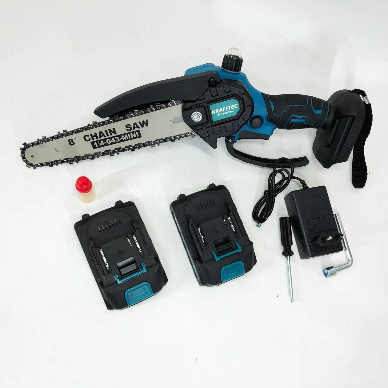 Пила мини аккумуляторная цепная Krafftec 36V 4 Ач 2 аккумулятора с индикатором заряда в кейсе 20 см - фото 10 Пила мини аккумуляторная цепная Krafftec 36V 4 Ач 2 аккумулятора с индикатором заряда в кейсе 20 см - фото 10