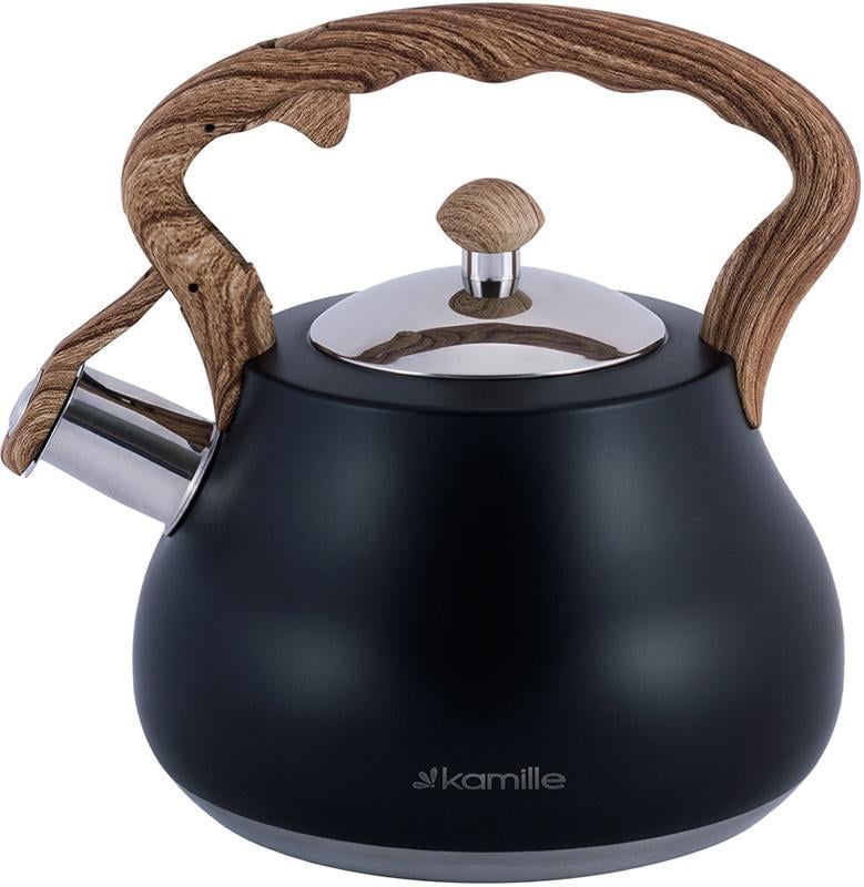 Чайник Kamille Whistling Kettle з нержавіючої сталі зі свистком 2,7 л Чорний