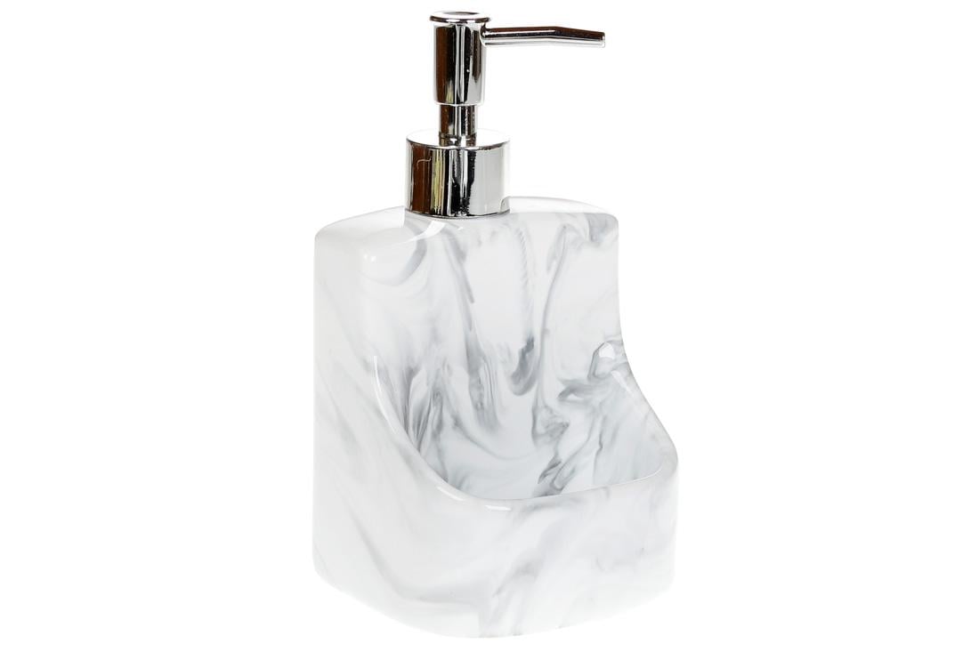 Диспенсер для жидкого мыла с местом для губки 400 мл Белый мрамор (851-290)