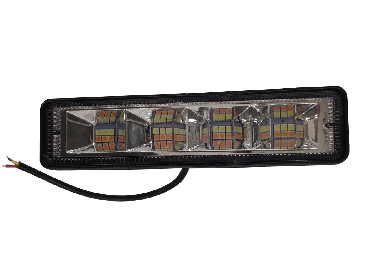 Фара LED прямоугольная 72W 24 диоды 2 цвета желтый/белый 14,5х3,5 см
