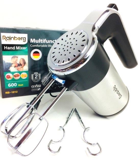Миксер ручной железный с насадками 5 скоростей Rainberg RB 1012 600 Вт