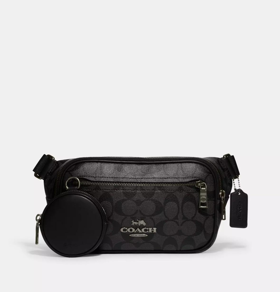 Сумка шкіряна Coach Elias Belt Bag In Signature Canvas CJ506 Charcoal (563319)