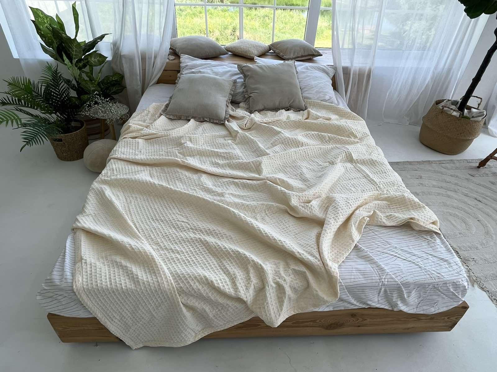 Покрывало ZEINTEX Greece вафельное 230х280 см Молочный (23599722) - фото 4