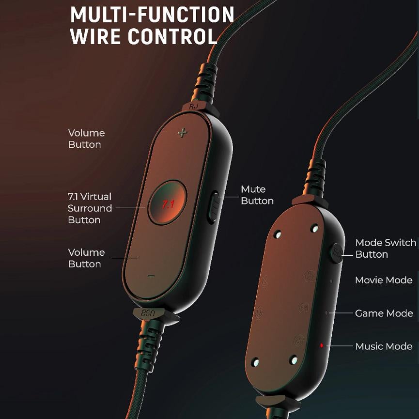 Наушники Fifine H6 USB со съемным микрофоном RGB подсветкой - фото 4