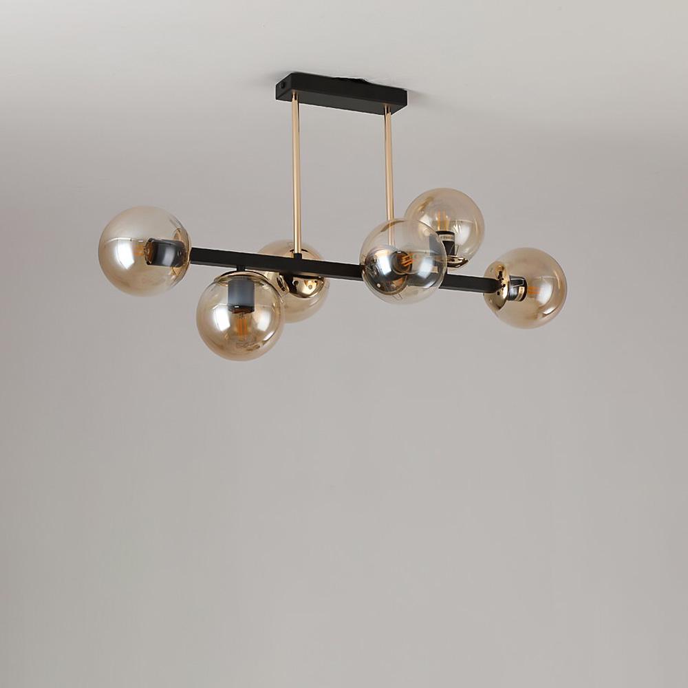 Люстра потолочная Lighthouse SRS-19386/6D BK+GD Черный/Золотой/Медовый