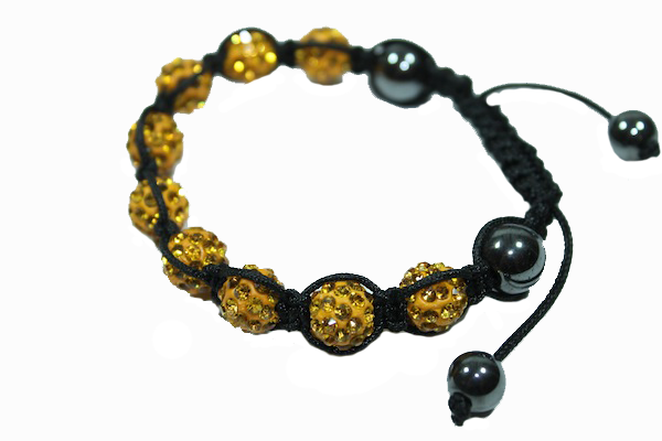 Браслет шамбала 10 мм Желтый