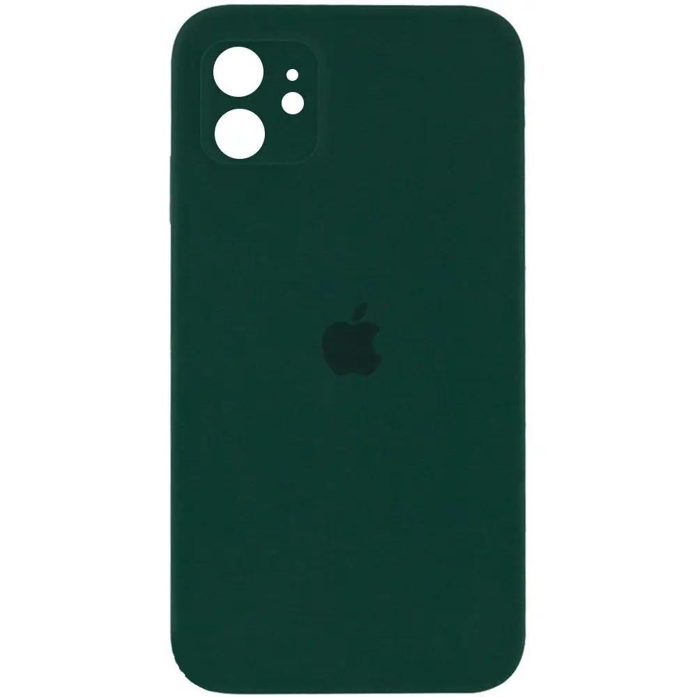 Силиконовый Чехол Накладка с Квадратными Бортиками Silicone Case для iPhone 11 Hunter Green - фото 1