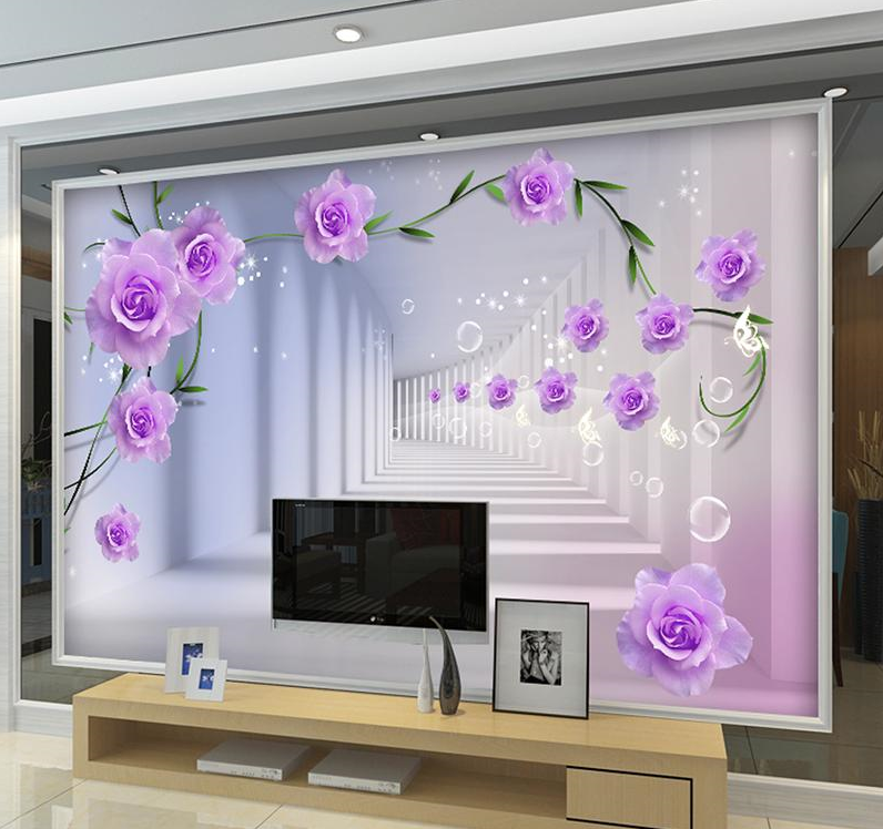 Фотообои 3D флизелиновые цветочные для спальни/зала/кухни Розы в туннели