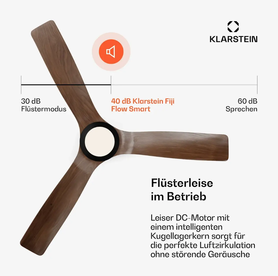 Вентилятор умный потолочный KLARSTEIN Fiji Flow для дома офиса 132 см (10046092) - фото 5 Вентилятор умный потолочный KLARSTEIN Fiji Flow для дома офиса 132 см (10046092) - фото 5