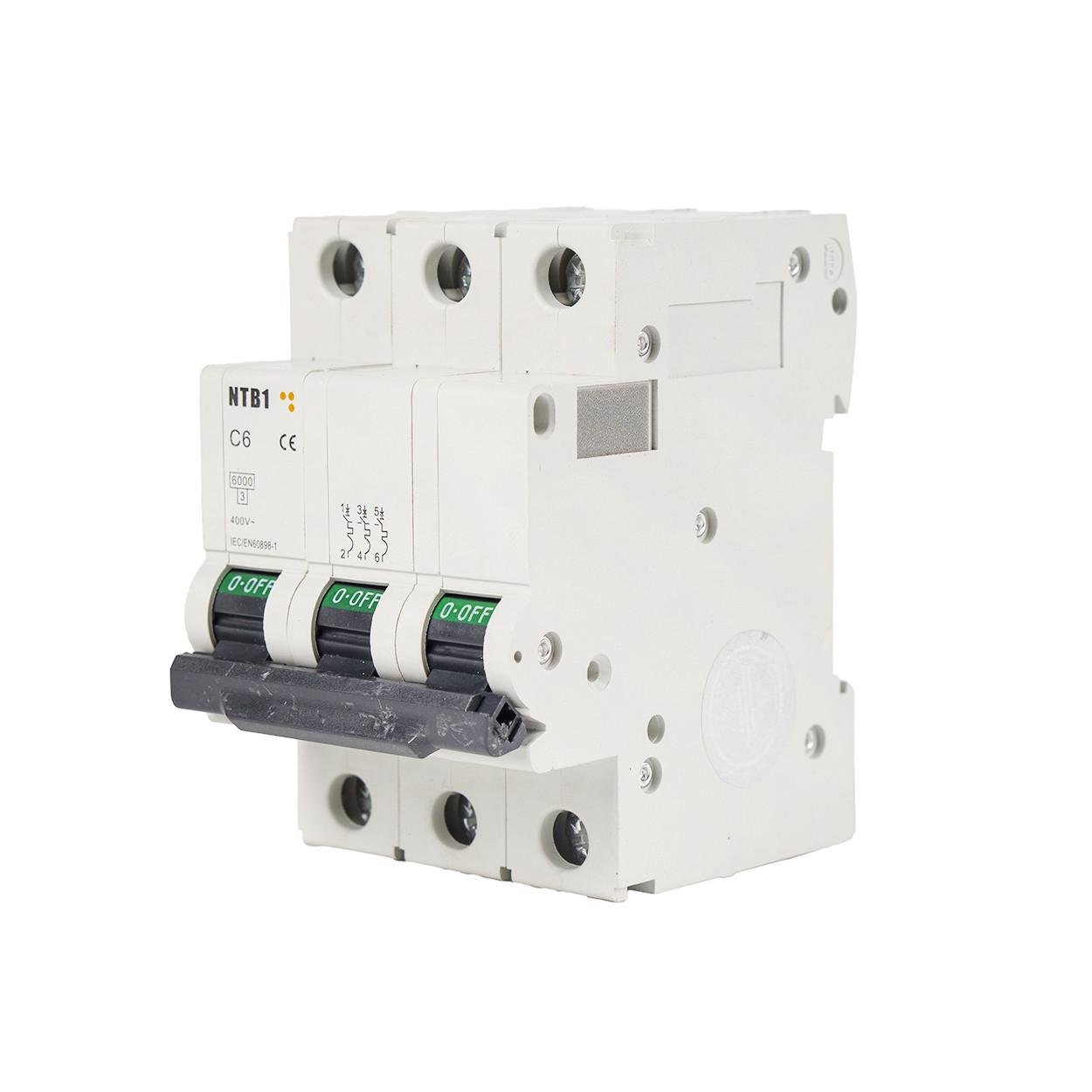 Автоматический выключатель TESLA NTB1 3-полюсный C6 6 kA (98) - фото 1 Автоматический выключатель TESLA NTB1 3-полюсный C6 6 kA (98) - фото 1