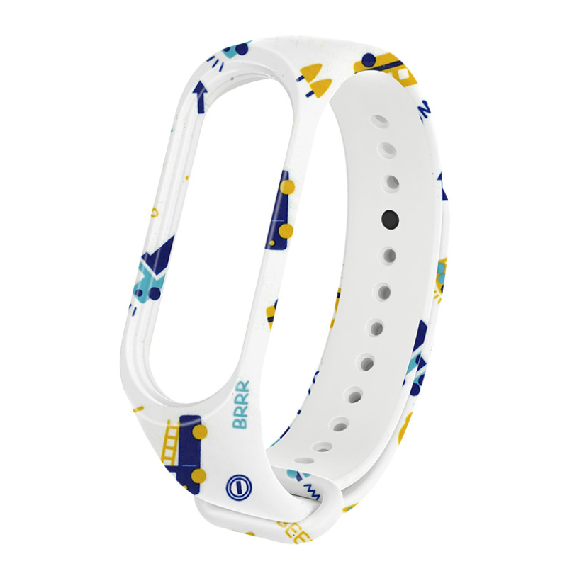 Ремешок для смарт-часов Xiaomi Mi Band 4/3 MiJobs с рисунком Машинки Белый (2138P)