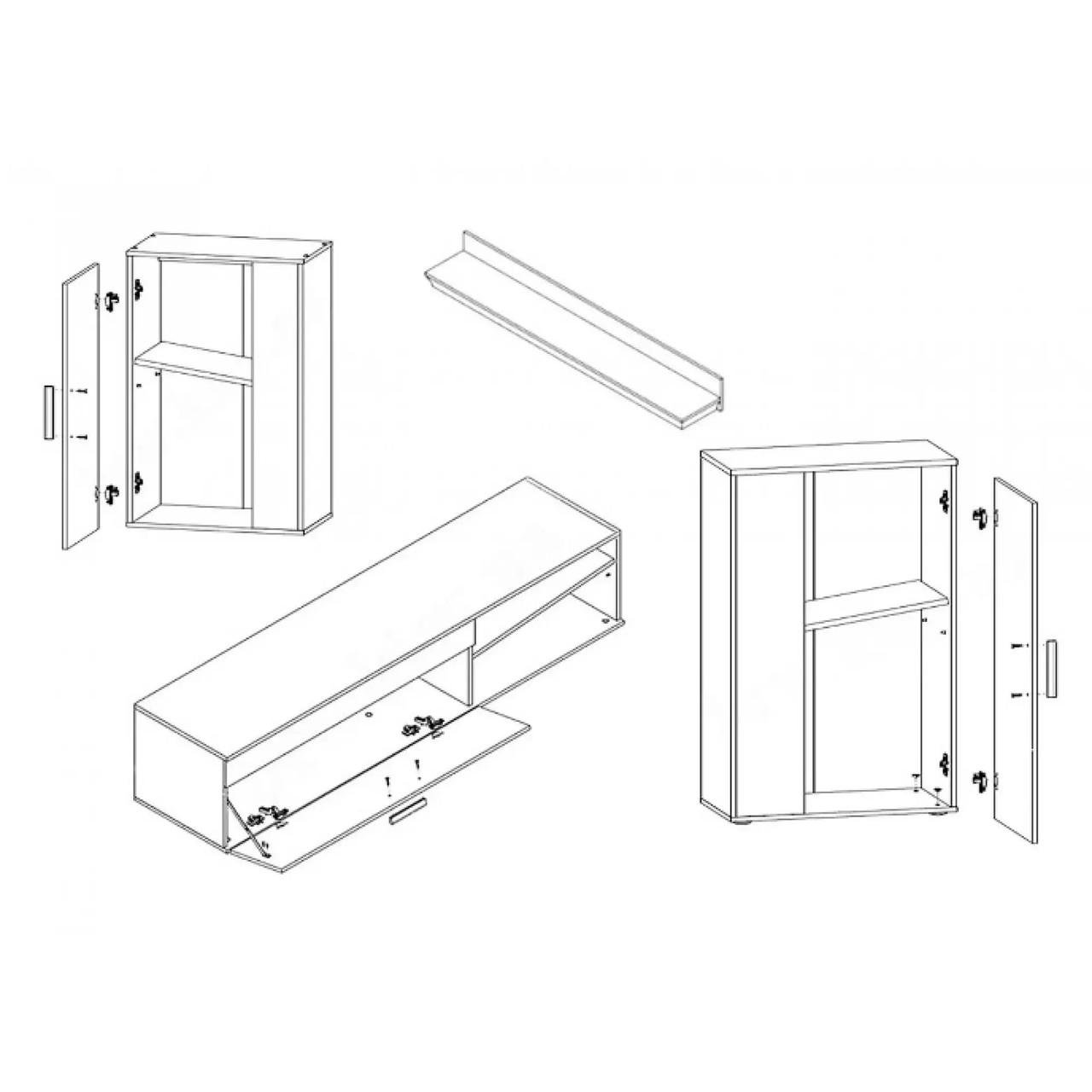 Стенка для гостиной модульная Гербор Мини Барато Нимфея альба/Черный (GRB-1916) - фото 4 Стенка для гостиной модульная Гербор Мини Барато Нимфея альба/Черный (GRB-1916) - фото 4