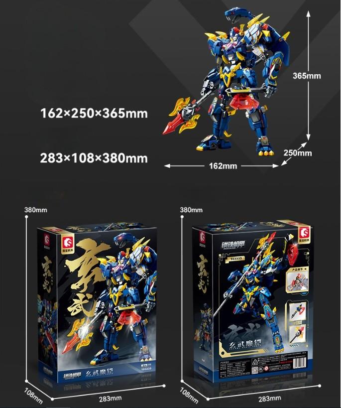 Конструктор детский трансформер Sembo Block Черепаха-Змея 799 дет. Синий - фото 5