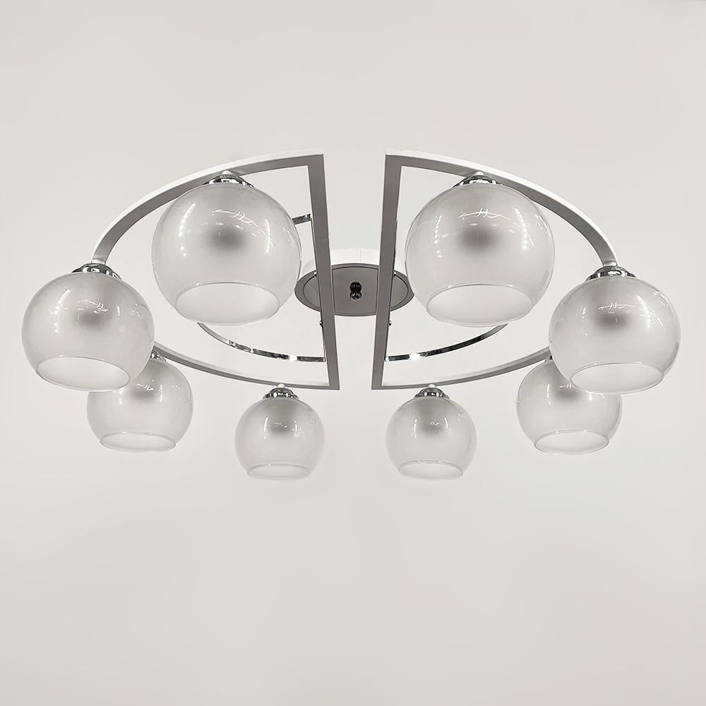 Люстра стельова на 8 плафонів Ø 70 см Білосніжний (51795/8 CH+WT+WT) - фото 1 Люстра стельова на 8 плафонів Ø 70 см Білосніжний (51795/8 CH+WT+WT) - фото 1