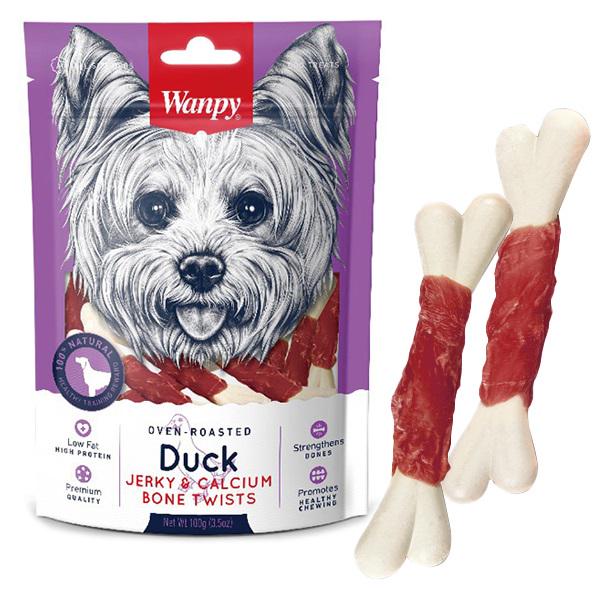 Лакомство для собак Wanpy Duck Jerky Calcium Bone Twists Кость с вяленой уткой и кальцием 100 г (820376)