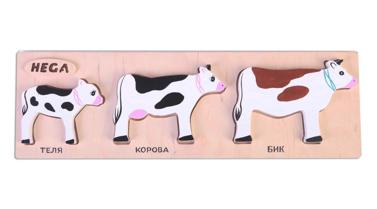 Набор рамка-вкладыш HEGA Коровы с объёмными фигурками и карточками(123)
