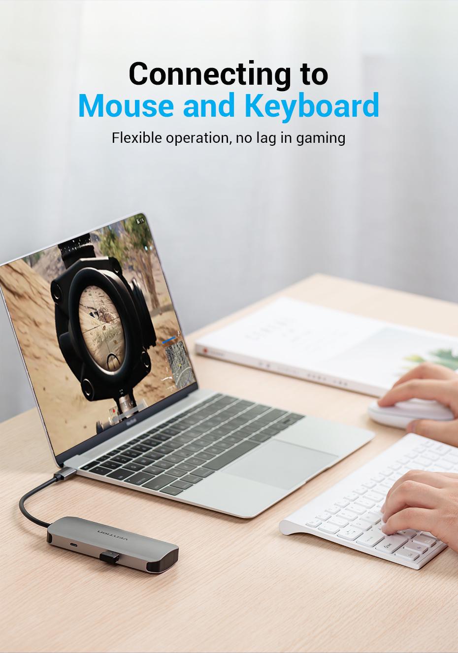 USB-хаб Vention Type-C-4x USB 3.0/Micro-USB/5 Гбит/с USB-C через Micro-B металлический Серый (TNAHB) - фото 7