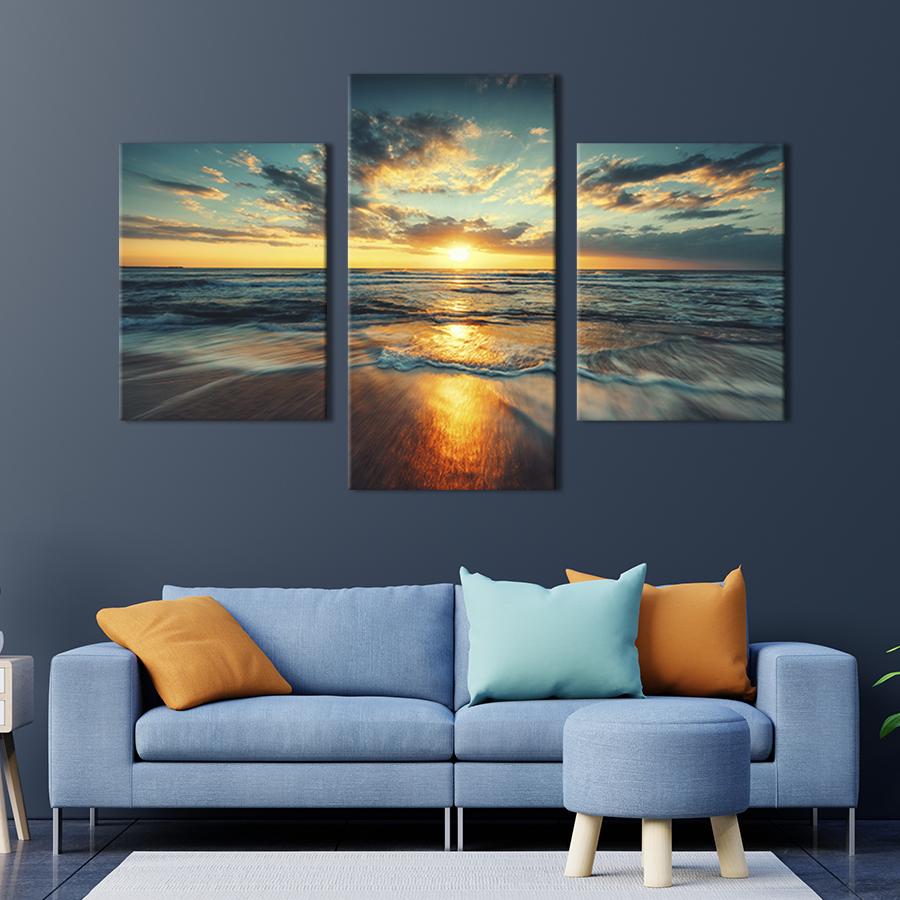 Картина для интерьера Закат над морским горизонтом 66x40 см (442-32)