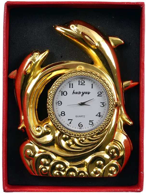 Зажигалка подарочная Дельфины с часами Золотой (32162126)