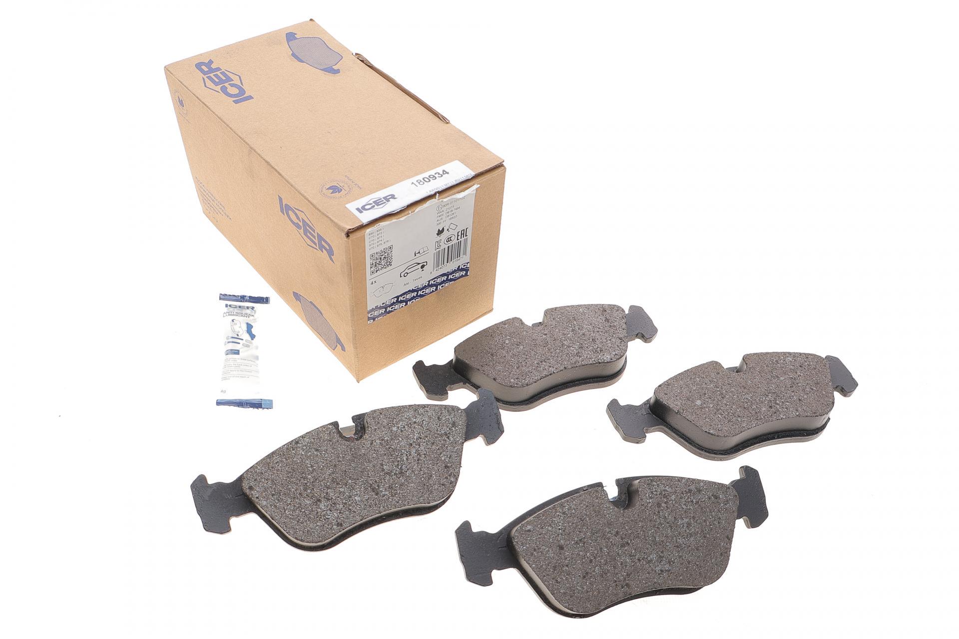 Колодки тормозные передние ICER Volvo 850/С70/S70/V70/XC70 91-02 180934