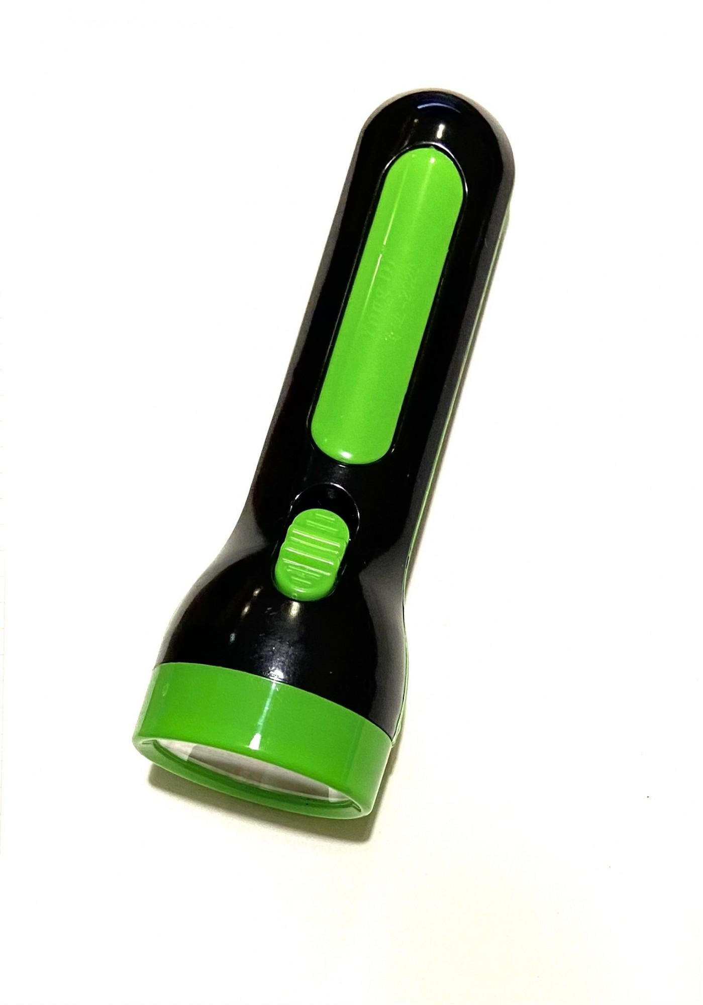 Фонарь ручной на батарейках 1R6 2020 пластмассовый 13,5 см Черный/Зеленый