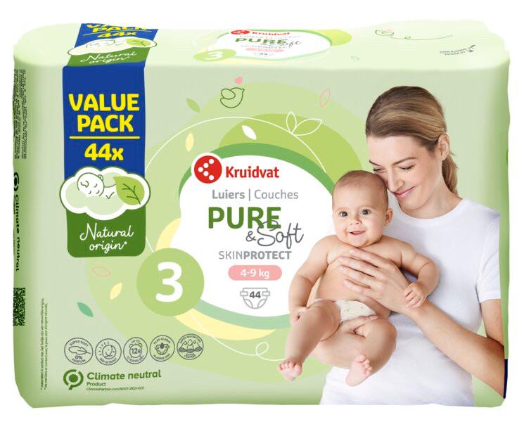 Подгузники Kruidvat pure&soft 3 4-9 кг 44 шт. - фото 1