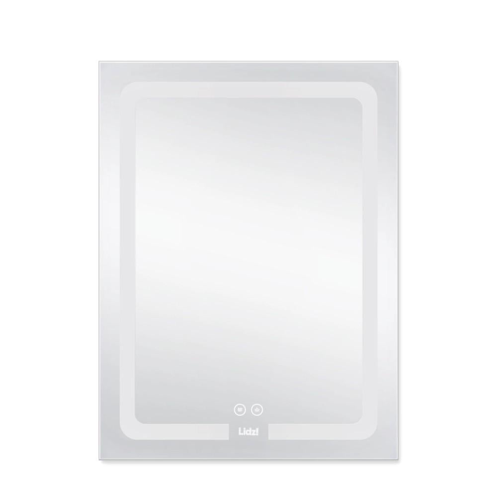 Зеркало настенное с LED-подсветкой Touch с антизапотеванием и димером Lidz Kubis KU1 алюминиевый корпус 600х800 мм