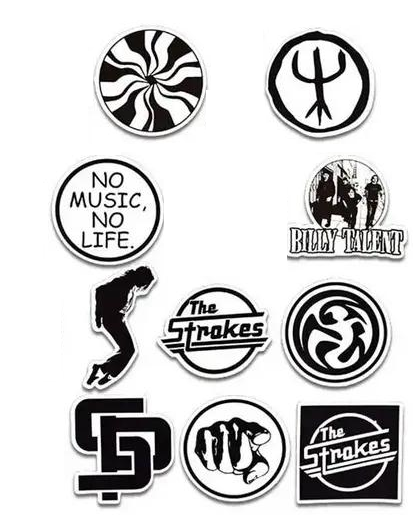 Набор наклеек Музыка черно-белые для гаджета/телефона 10 шт. (10064)