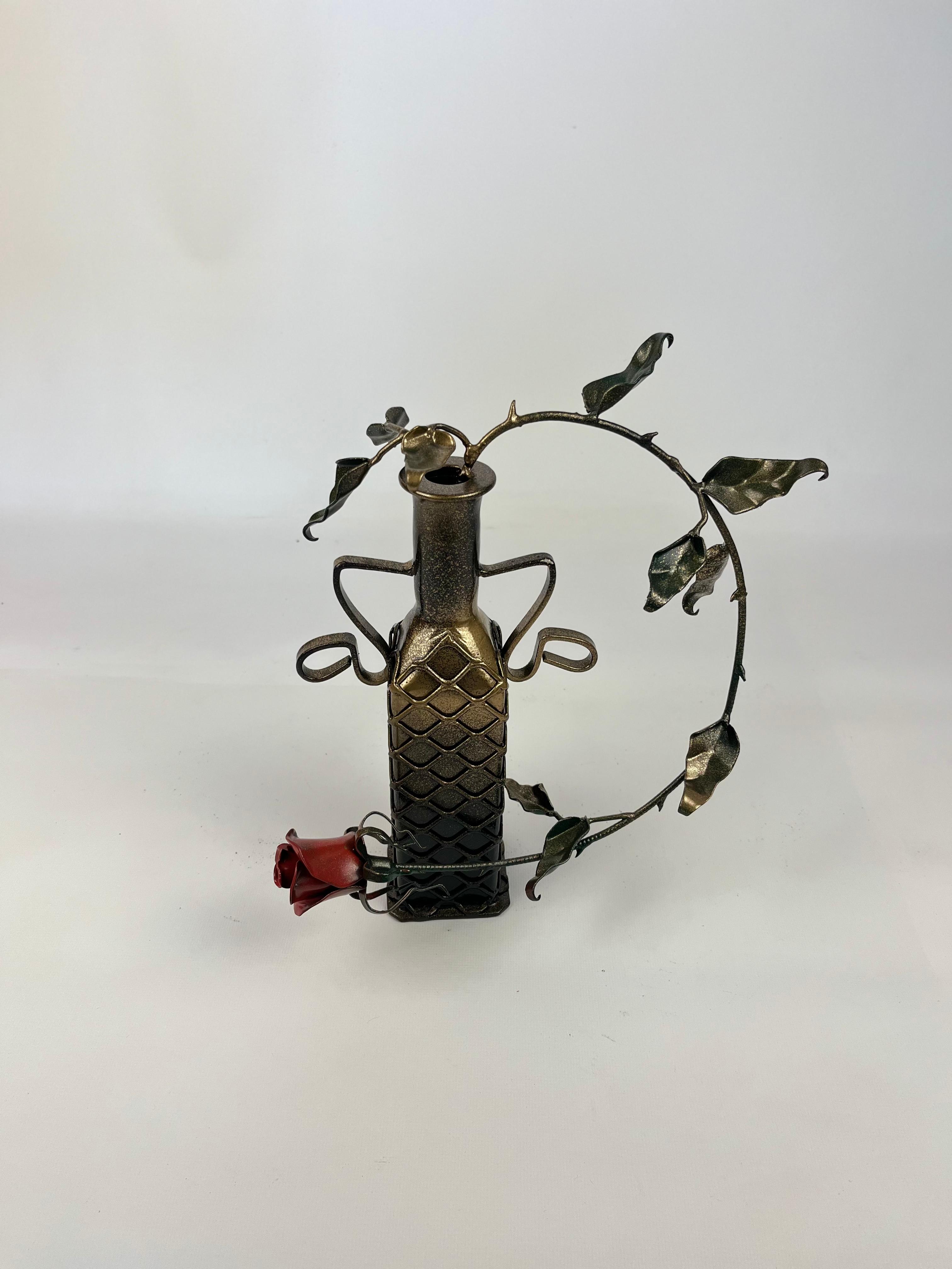 Ваза кованая с розой 330 мм