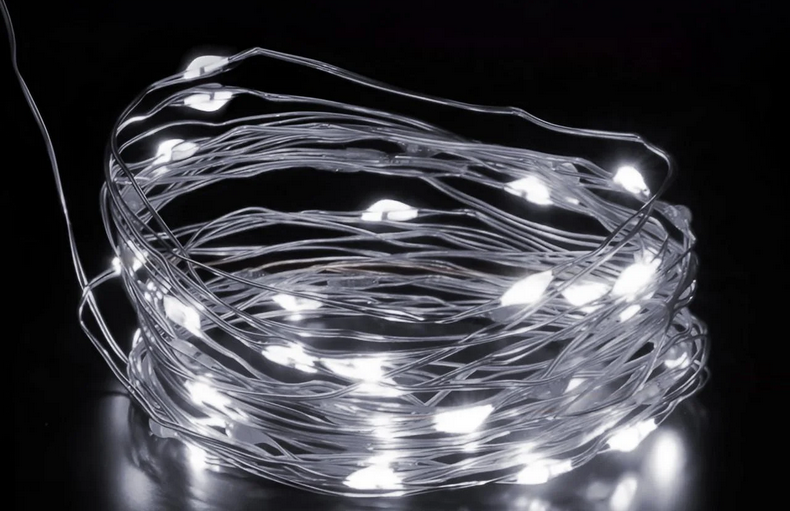 Гірлянда роса 20 м USB на 200 led світлодіодів крапля зелений провід білий